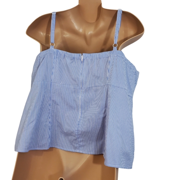 TORRID  ( 5X ) Blue Striped Poplin Lace-Up Cami Corset Eyelets Lace-up  Zip Top - Picture 7 of 13